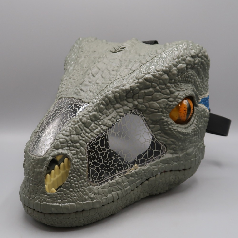 Jurassic World Park Chomp N Roar Blue Raptor Dinosaur Mask By Mattel 2017 Works!